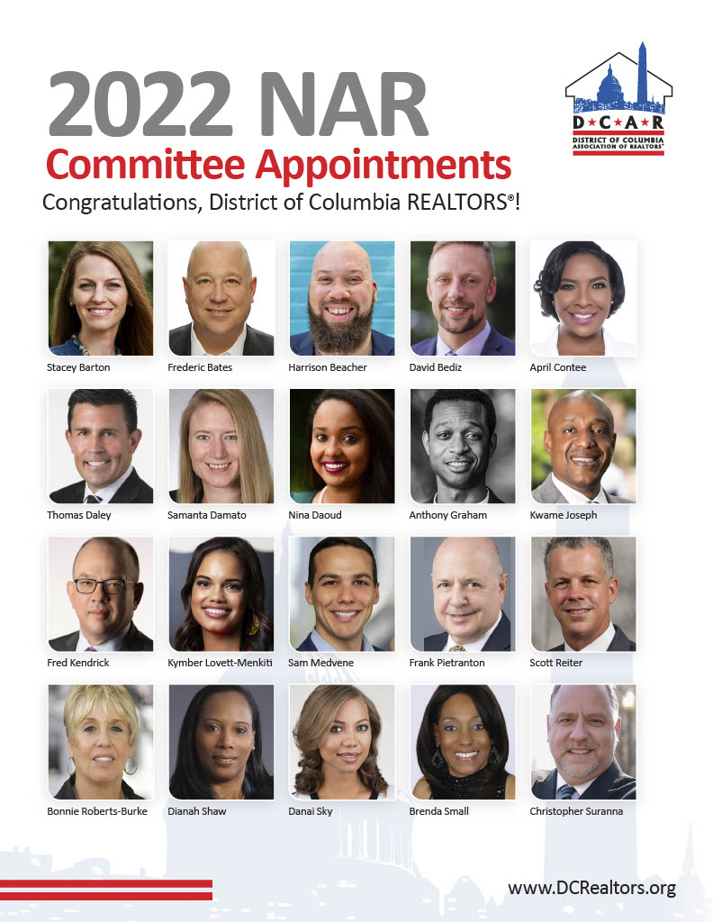 Congratulations to our DCAR members appointed to 2022 NAR committees